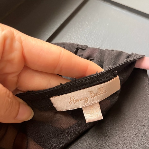 Open Back Black Cocktail Mini Dress Small Sheer Burnout Lace Ruffle LBD Boutique - Picture 8 of 10